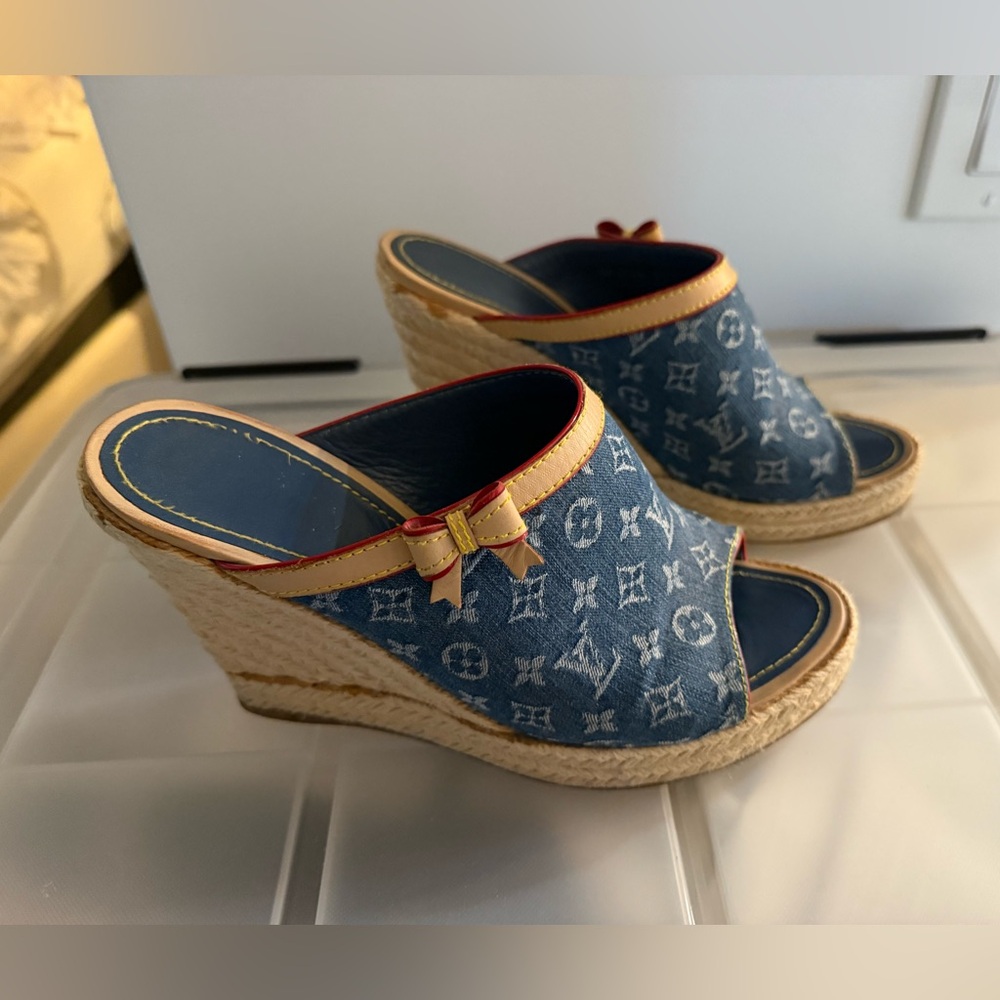Louis Vuitton Denim Wedges 38